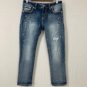Miss Me Distressed Paint Splatter Boyfriend Capri Jeans size 27